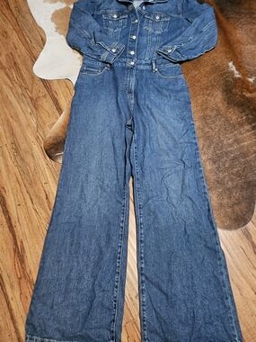Ann Taylor Loft Wide Leg Denim Jumpsuit Nwot Sz 10